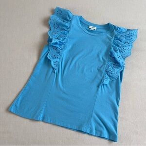 Perfect Blue Ruffle Sleeve Top